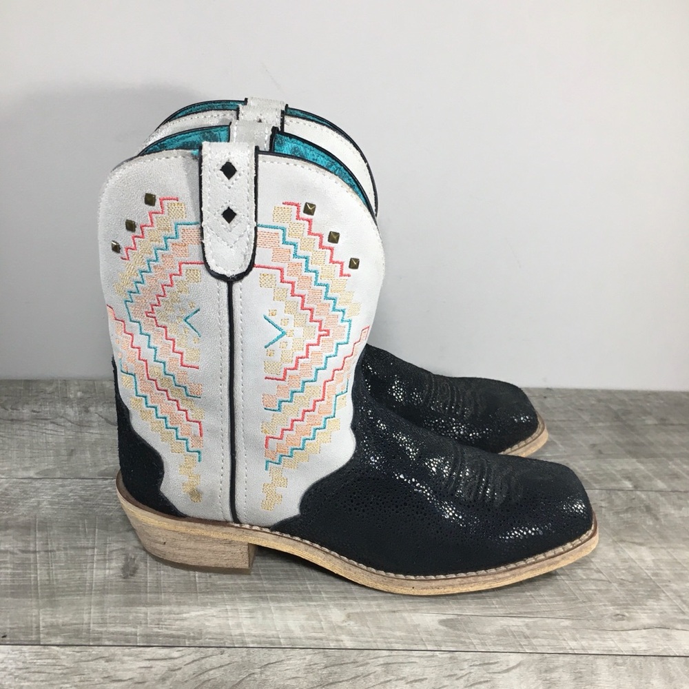 Justin Boots Black and White Ankle Booties